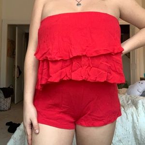 Strapless Red Romper